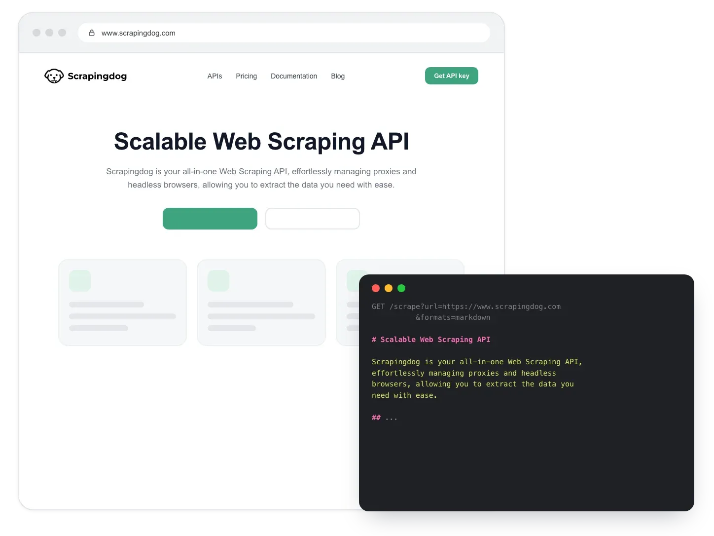 The Scrapingdog homepage returned as Markdown by the Web Scraping API with formats=markdown