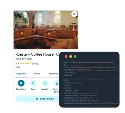 Google Maps business profile data returned as structured JSON