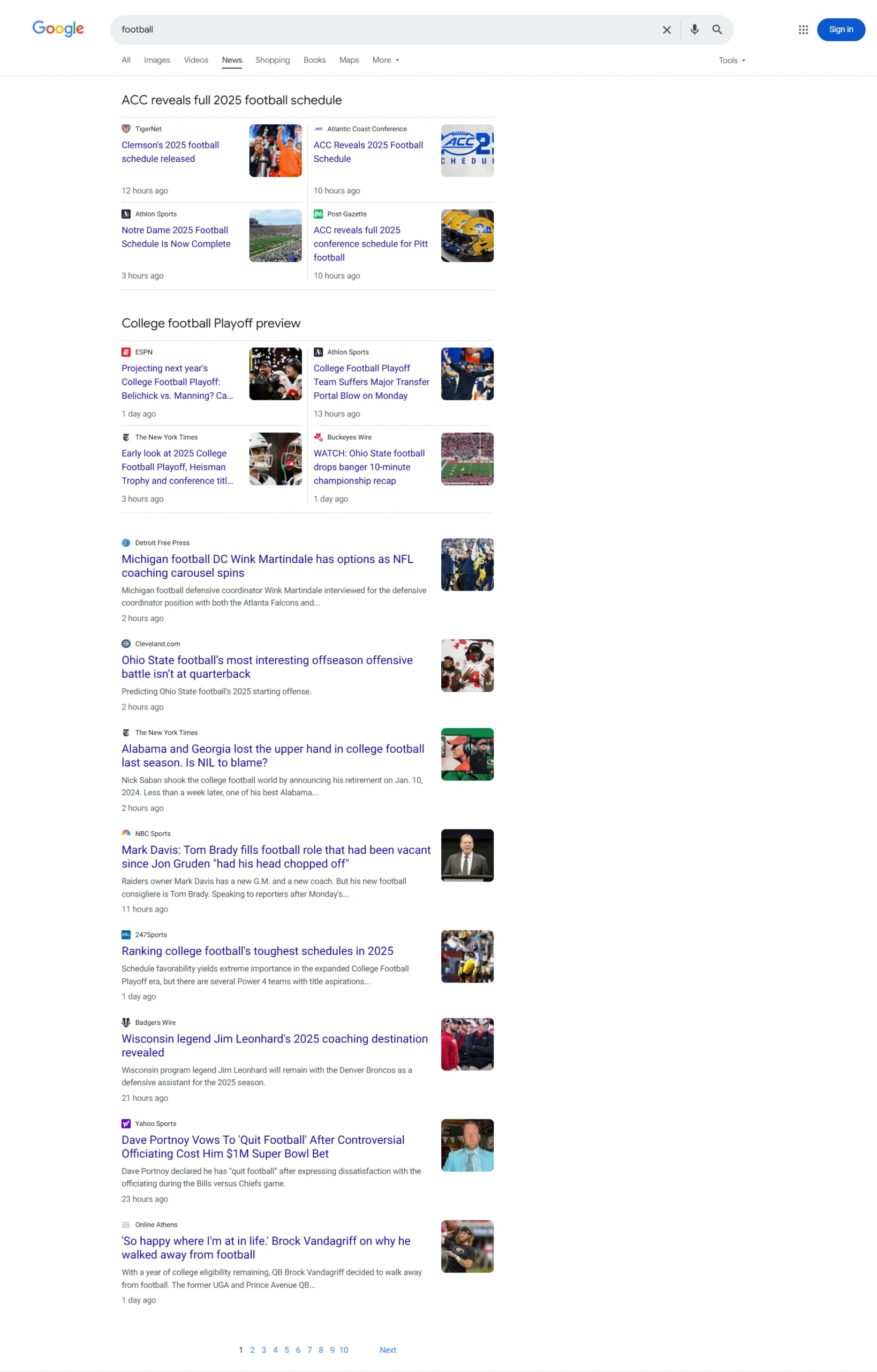 google news results