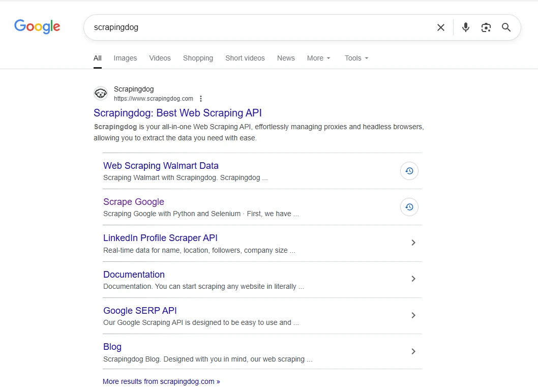 search results